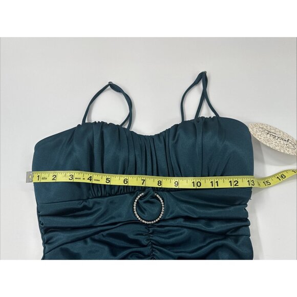 Speechless Strappy Bodycon Dress Womens Small Green Faux Diamond Mini Party NEW - Picture 7 of 10